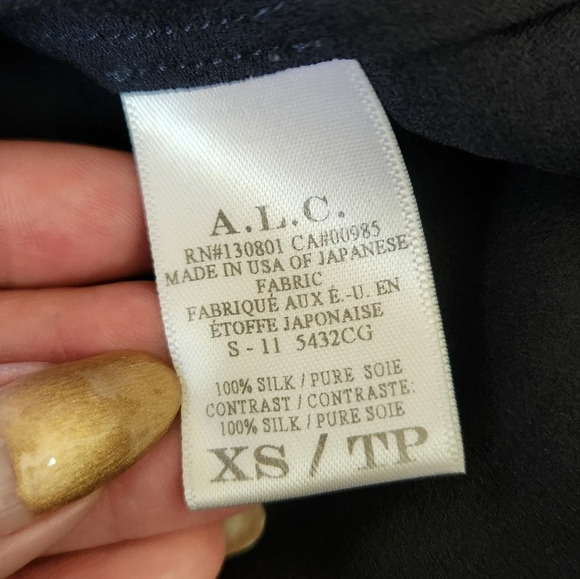A.L.C. Navy blue Sheer Open Back Top - Picture 5 of 12